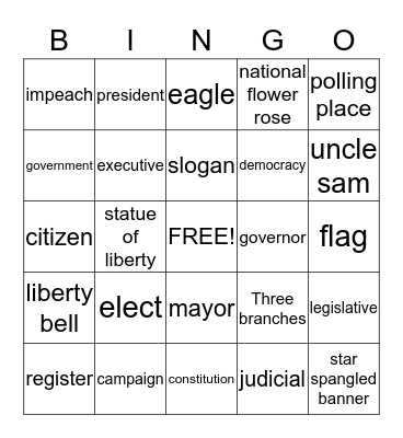 United States Government Bingo Card