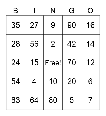 Multiplication and Division Facts! Bingo Card