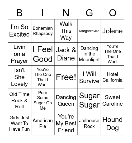 Music Bingo Card