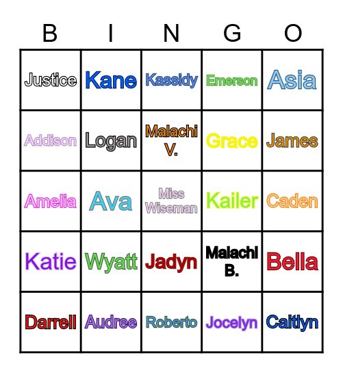 Block 1 BINGO Card