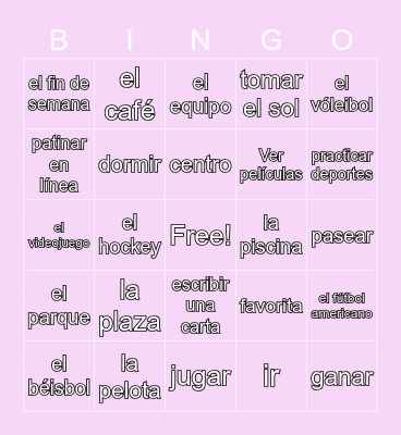 LESSON 4 SPANISH VOCAB Bingo Card