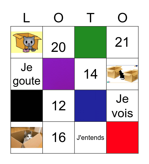 Les chiffres et les couleurs Bingo Card