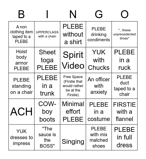 SpIrIt DiNnEr Bingo Card