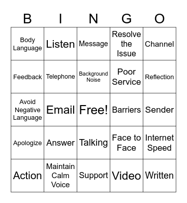 Foundations of Customer Care Bingo Card