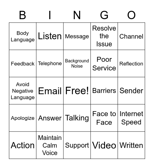 Foundations of Customer Care Bingo Card