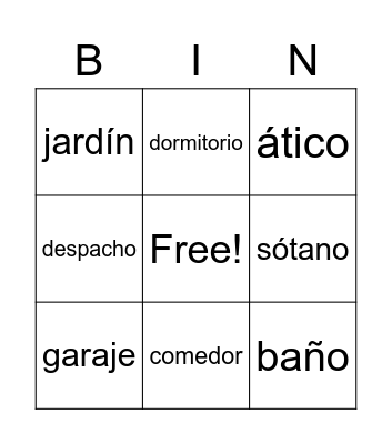 Rooms of the House Bingo Card