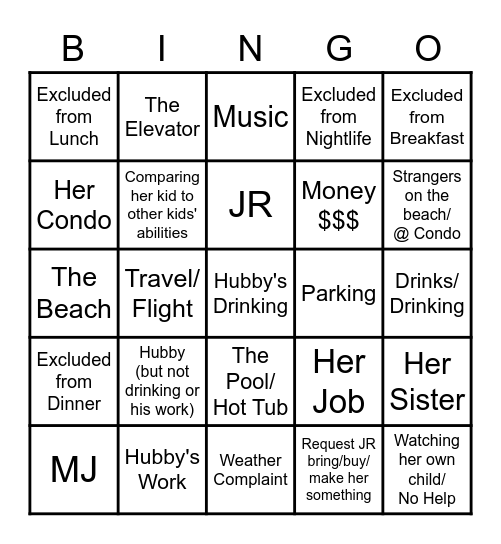 Complaint Bingo Card