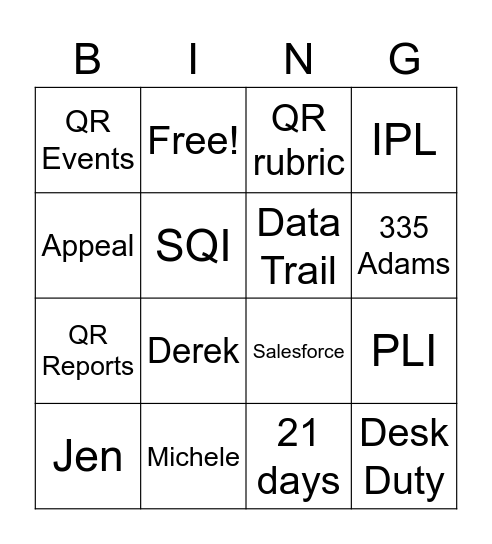 OSQ BINGO Card
