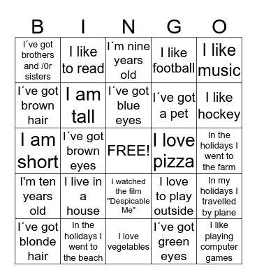 This is me! Bingo Card