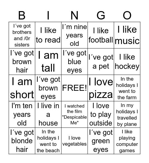 This is me! Bingo Card