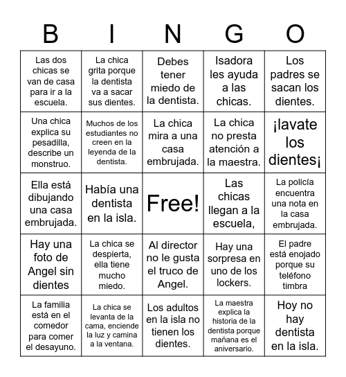 Casa de dentista Bingo Card