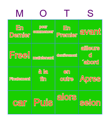 Words, Words, Words Bingo Card