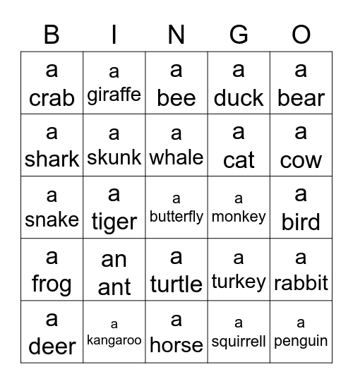 Tell 5 things about....... Bingo Card