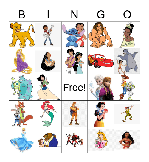 Disney Music Bingo Card