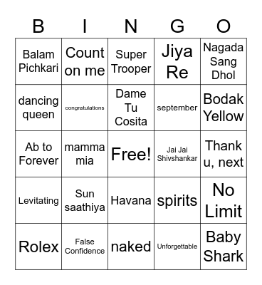 LUTN Bingo! Memories from Undergrad Bingo Card
