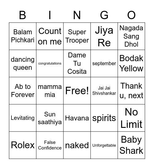 LUTN Bingo! Memories from Undergrad Bingo Card