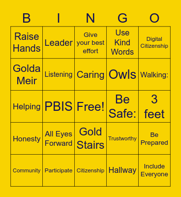 PBIS BINGO Card