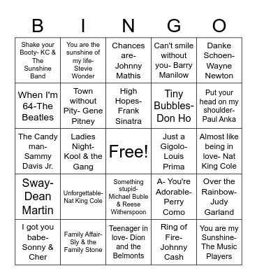 SP7 FAMILY AFFAIR! Bingo Card
