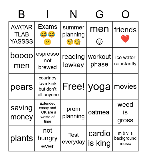 Fisher april 😂😂😂 Bingo Card