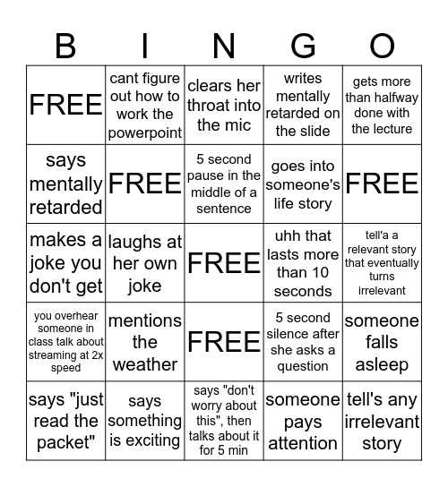 Dixon Bingo  Bingo Card