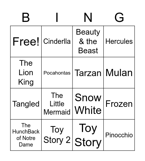 Musical Bingo! Bingo Card