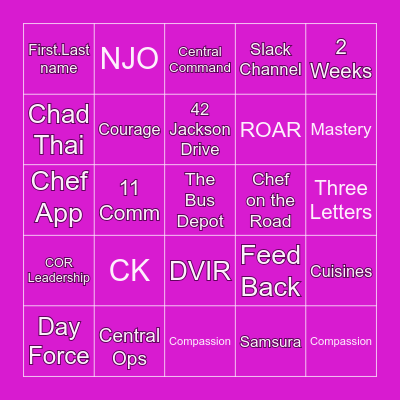 Wonder Bingo Card