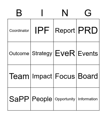 VP P Bingo Card