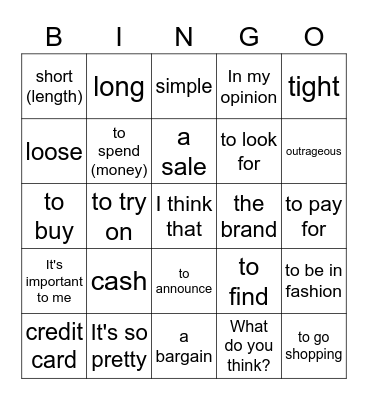 2B Shopping - La derecha Bingo Card