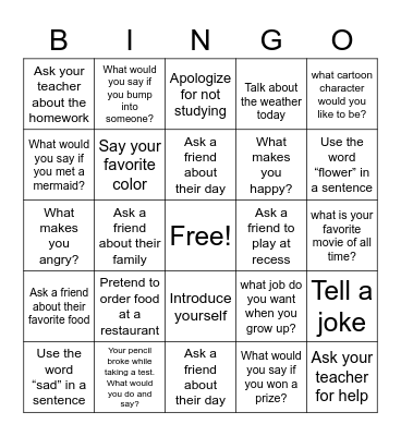 Conversation Bingo Card