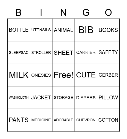 Baby Anderson Bingo Card