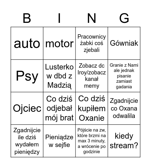 GhostKing Bingo Card