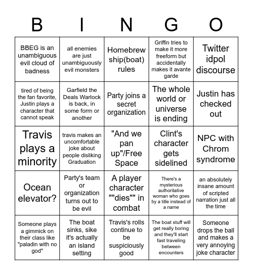 TAZ New Season Predictions Bingo Card