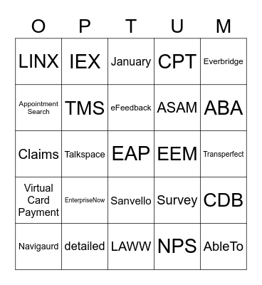 Optum Bingo! Bingo Card