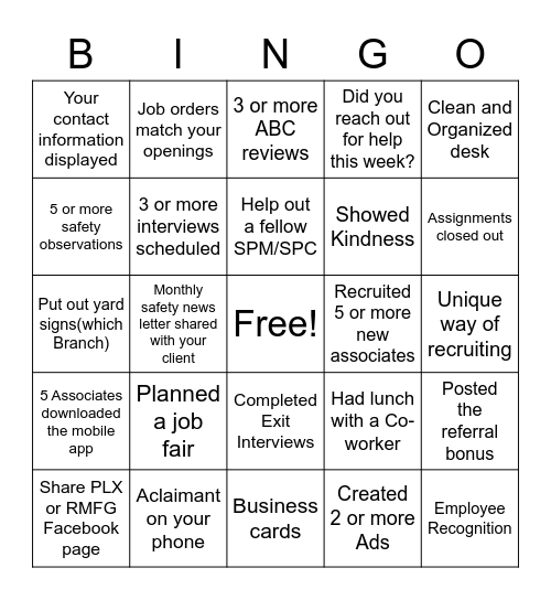 SPM/SPC Bingo Card