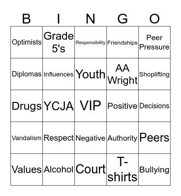 VIP Bingo Card