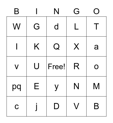Alphabet Bingo Card