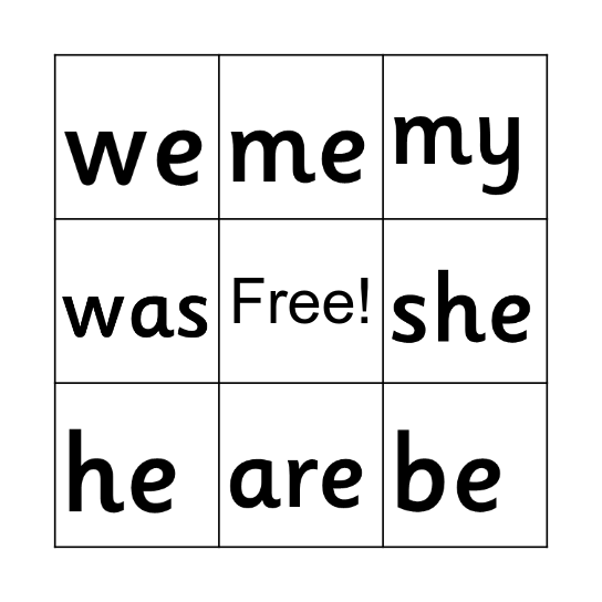 Phase 3 Tricky Words Bingo Card