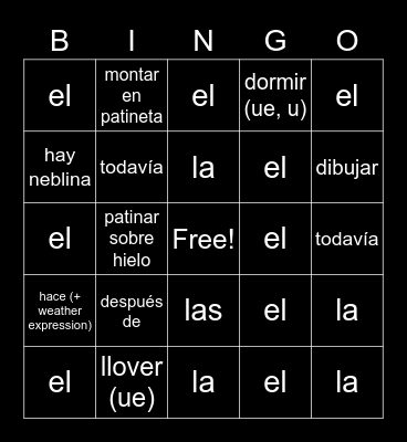 Unidad 7 Lotería Bingo Card