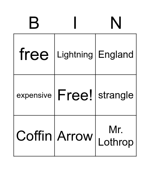 Huck Finn Bingo Card