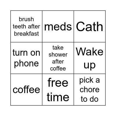 Morning Routine Bingo Card
