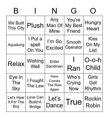 Music Bingo 46 Bingo Card