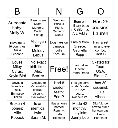 DEM Nu Bingo! Bingo Card
