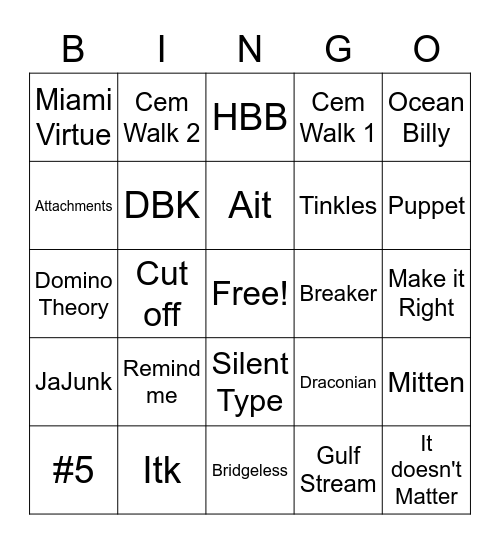 Sara BINGO Card