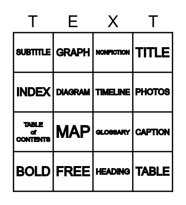 Text Feature Bingo! Bingo Card