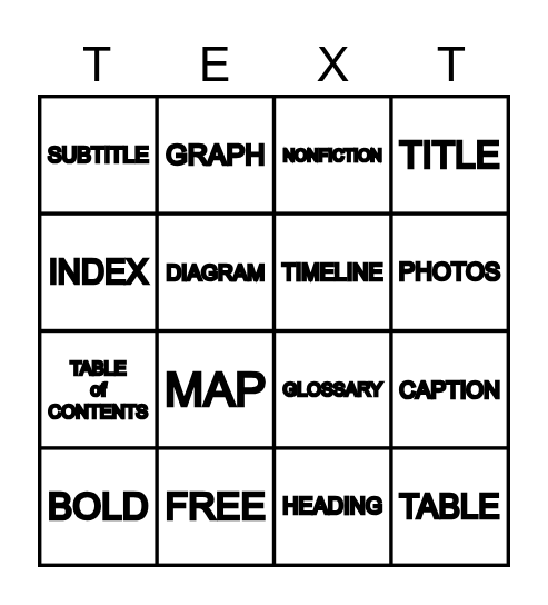 Text Feature Bingo! Bingo Card