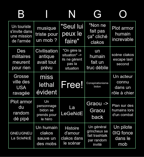 King Kong vs Godzilla nanar Bingo Card