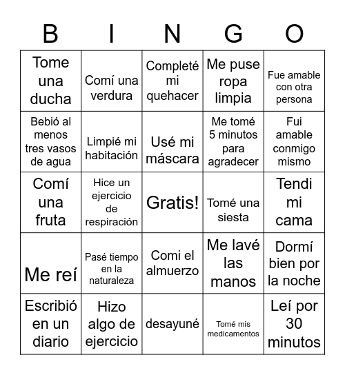 Bingo de tratamiento Bingo Card