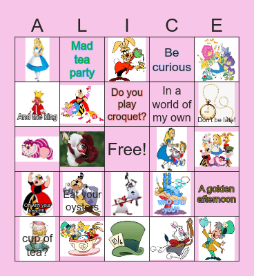 Charlotte in Wonderland Bingo Card