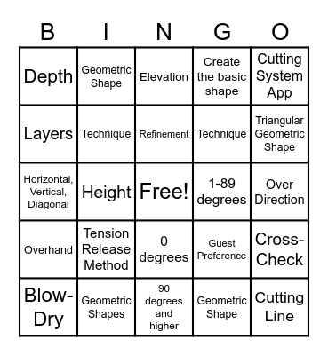 Cutting Review Bingo Card