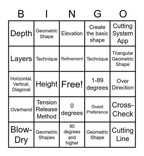 Cutting Review Bingo Card